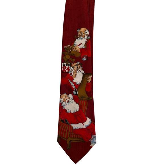 Hallmark Men's Red Santa Christmas Tie - Picture 1 of 6